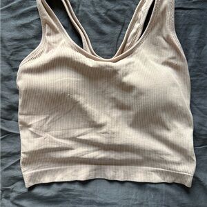 CALIA by Carrie Underwood Cream Ribbed Sports Bra